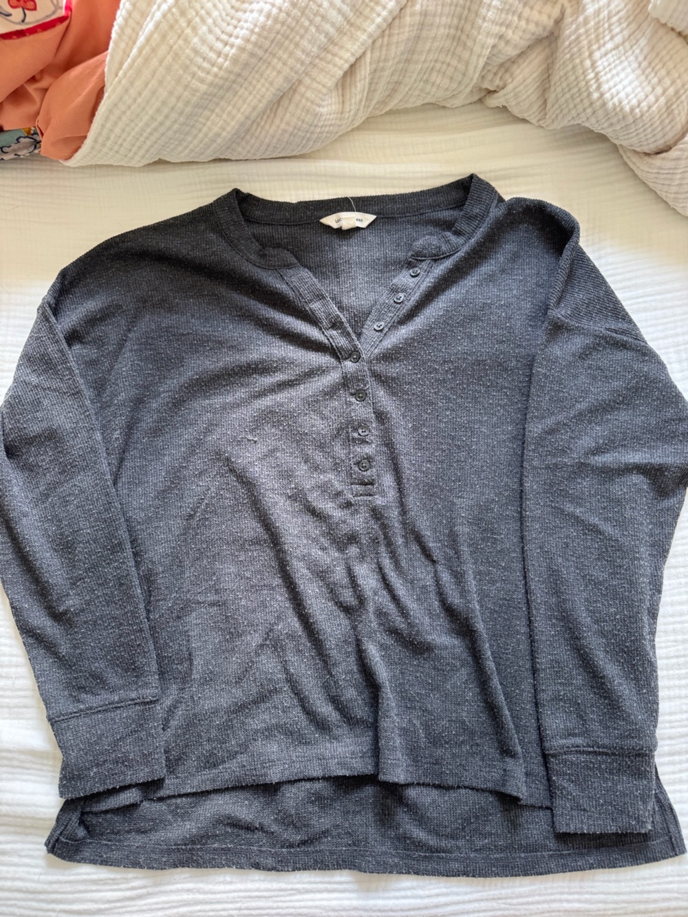 Men's Dark Charcoal Henley Shirt - lucky brand